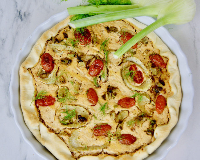 Quiche sans oeuf au fenouil et fromage de chèvre