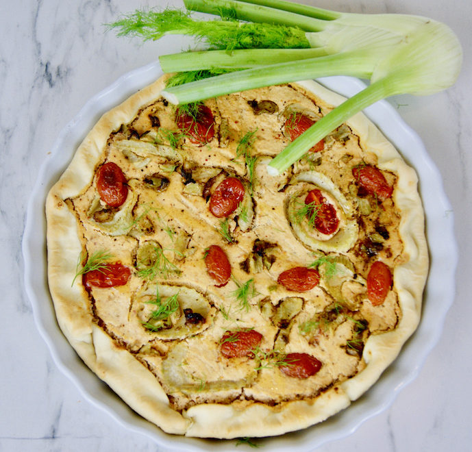 Quiche sans oeuf au fenouil et fromage de chèvre