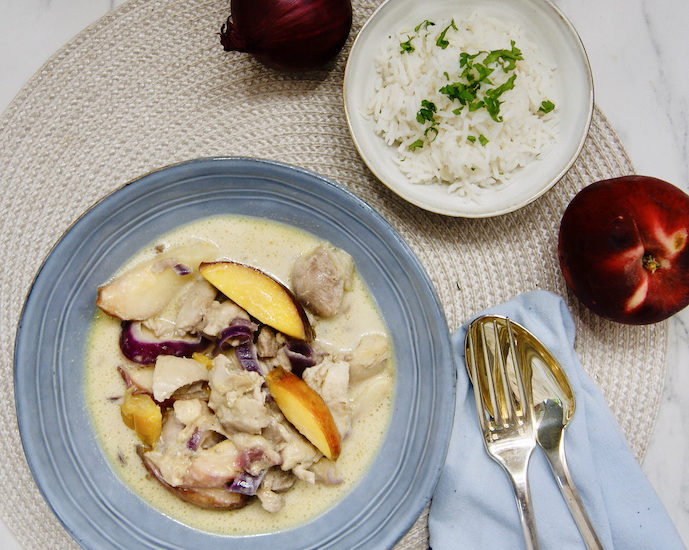 Ragoût de poulet aux pêches