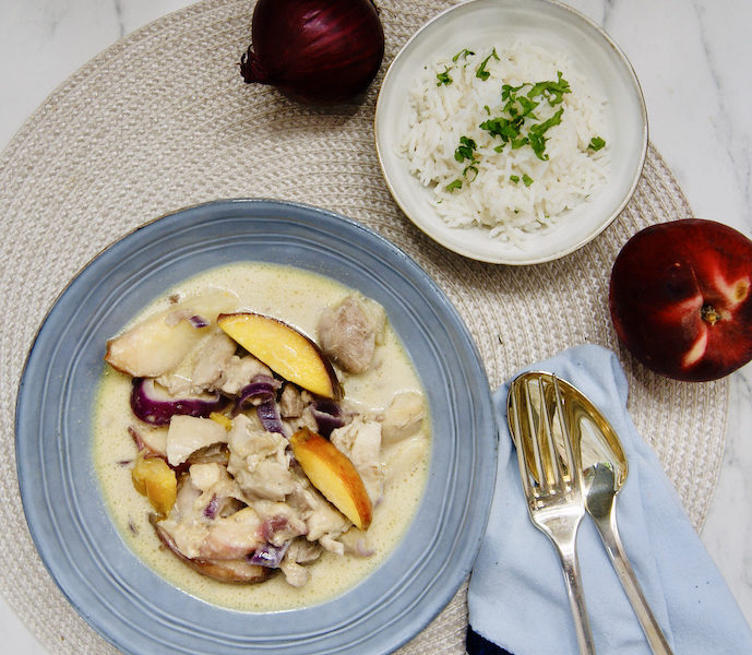 Ragoût de poulet aux pêches