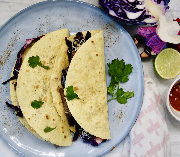 Tacos poêlés au chou rouge