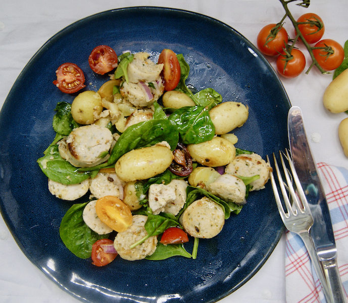 Salade tiède aux pommes de terre et chipolatas