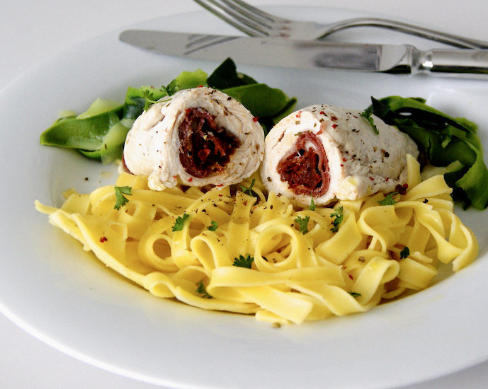 Escalopes de dinde roulées à la coppa et au basilic
