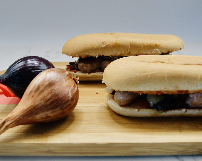 Hot-dogs et compotée d’oignons