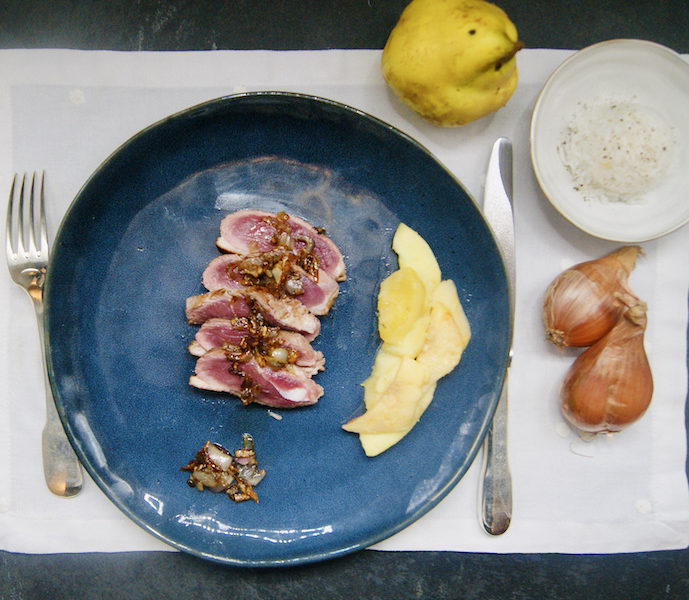 Canard au miel et aux coings
