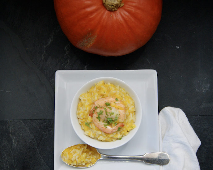 Risotto au potiron et aux crevettes