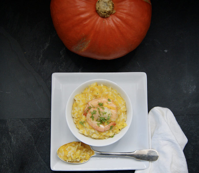 Risotto au potiron et aux crevettes