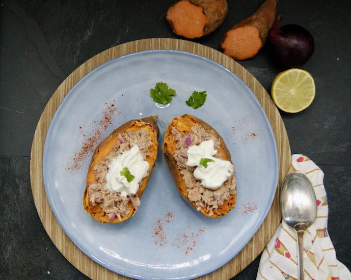 Patates douces farcies au thon
