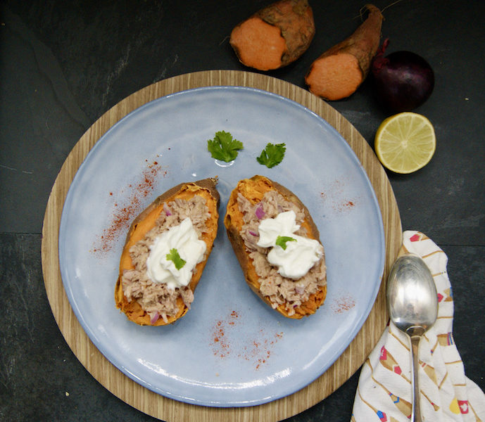 Patates douces farcies au thon
