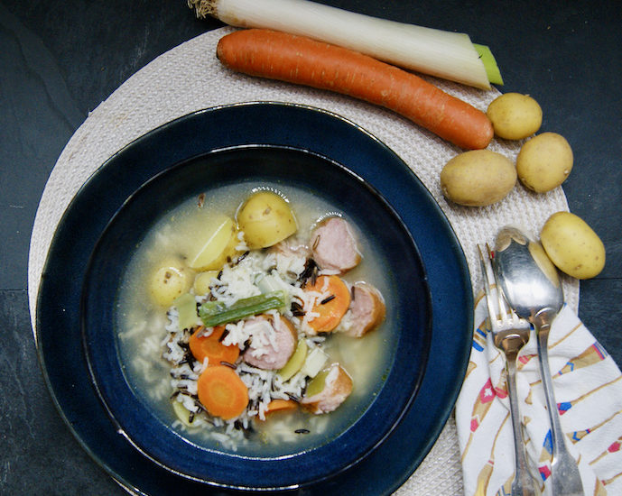 Soupe d’hiver et saucisse de Montbéliard