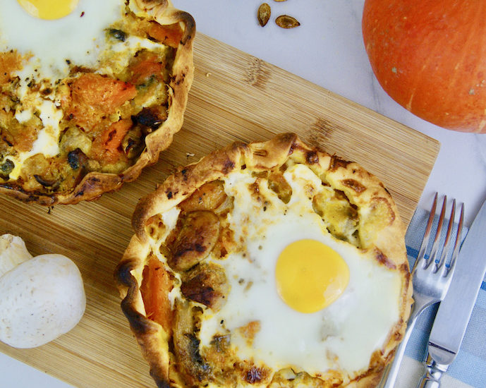 Tarte flambée à la courge et aux champignons
