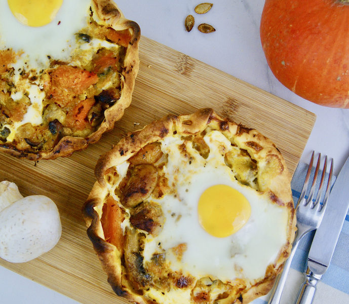 Tarte flambée à la courge et aux champignons