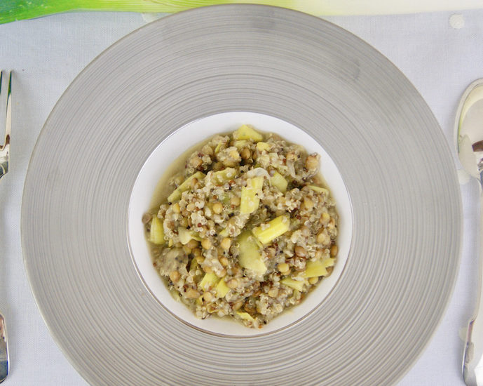 Quinoa et lentilles aux poireaux