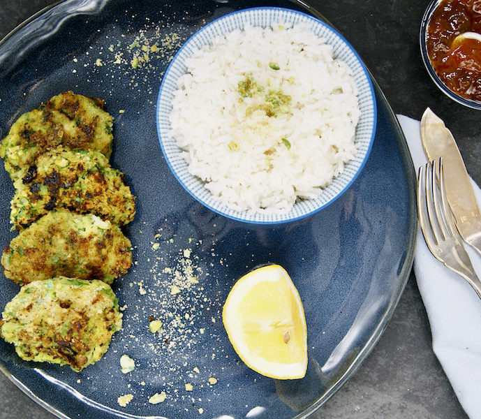 Croquettes de poisson et de crevettes, croustillant au wasabi