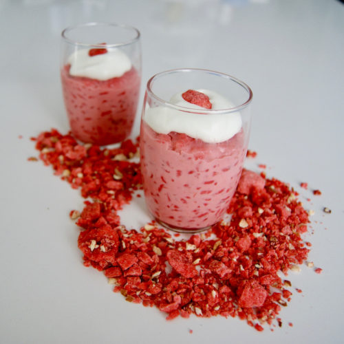 Riz au lait et pralines roses