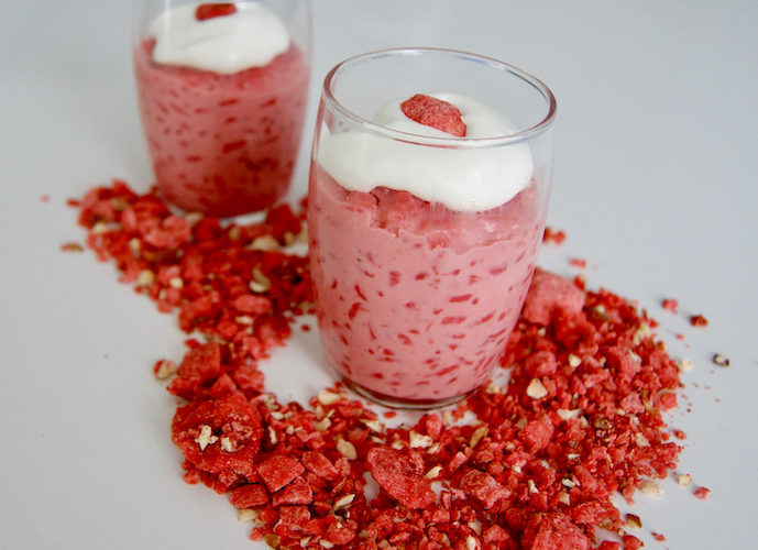 Riz au lait et pralines roses
