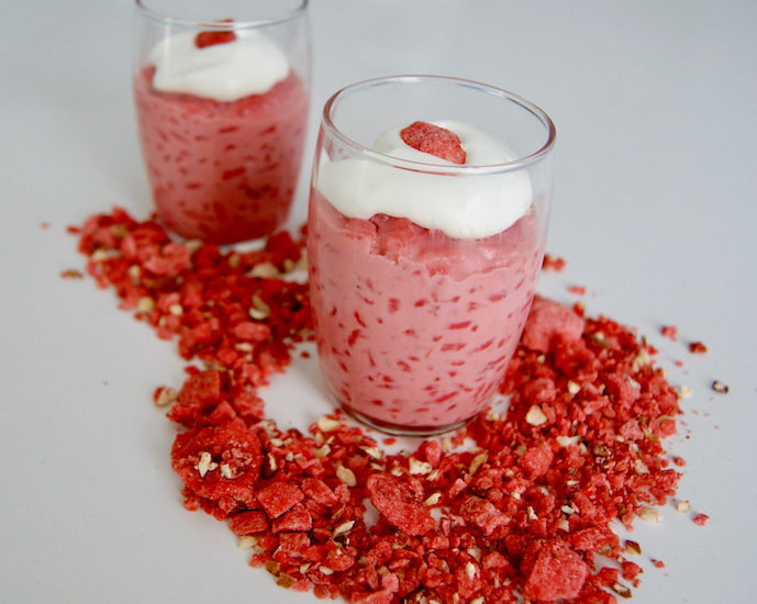 Riz au lait et pralines roses