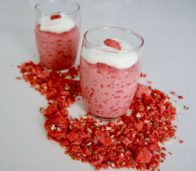 Riz au lait et pralines roses