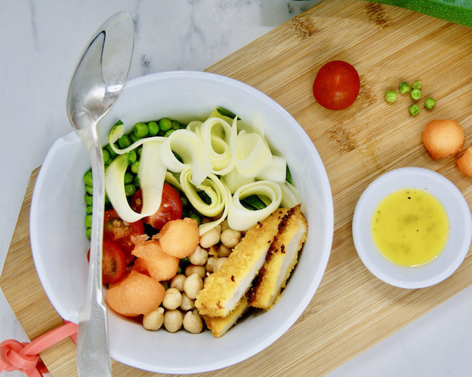 Buddha bowl à la viande panée