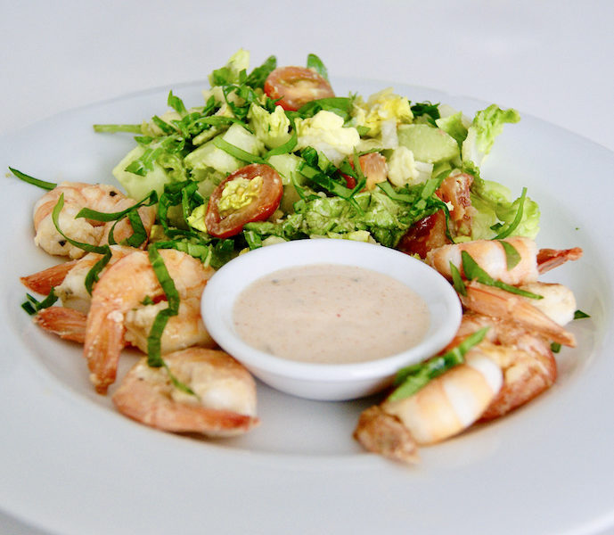Crevettes poêlées, sauce cocktail