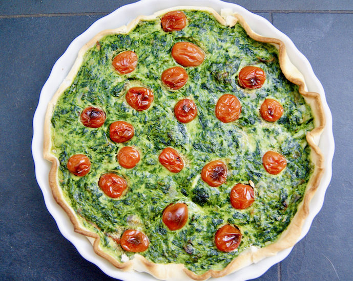 Quiche aux épinards et aux tomates
