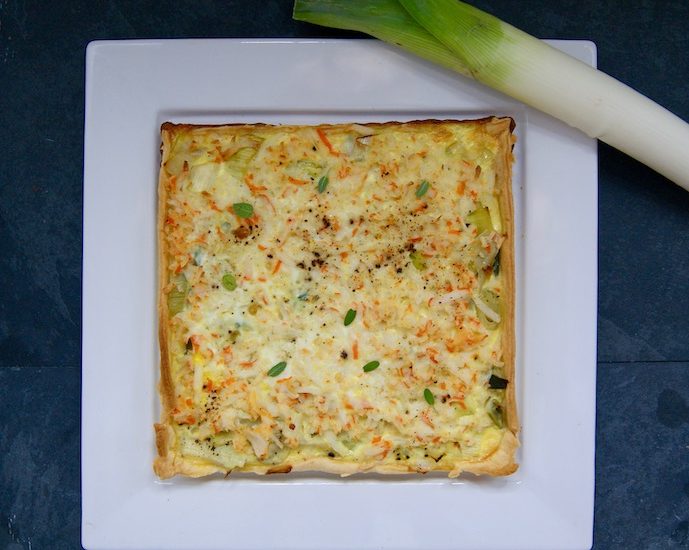 Tourte crabe et poireaux