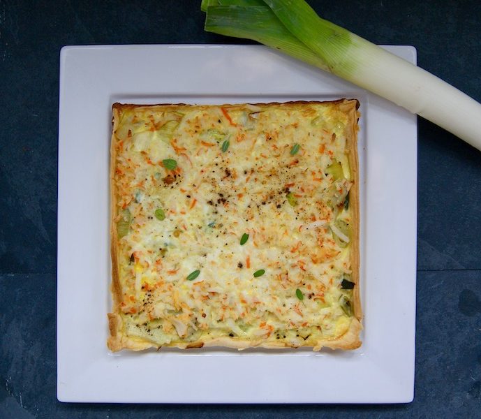 Tourte crabe et poireaux