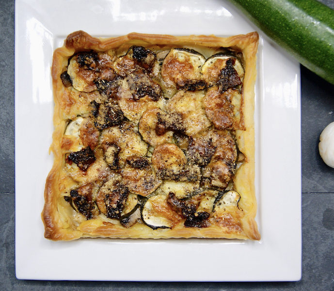 Tarte aux champignons, courgette et tomates séchées