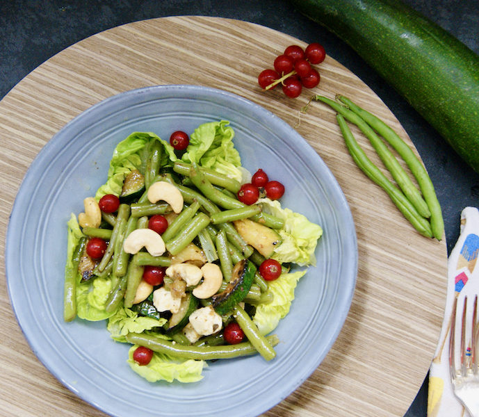 Salade de haricots verts et courgettes à la feta
