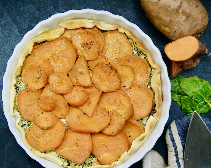 Tourte de patates douces aux épinards