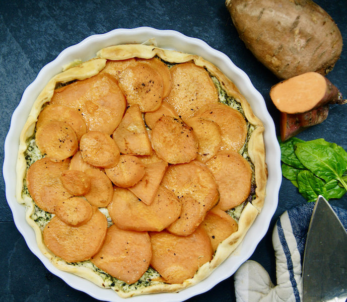 Tourte de patates douces aux épinards
