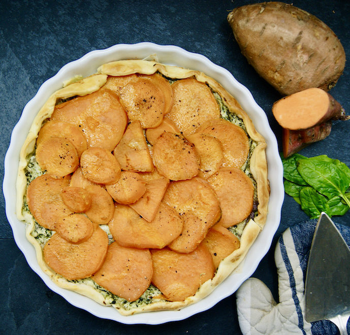 Tourte de patates douces aux épinards