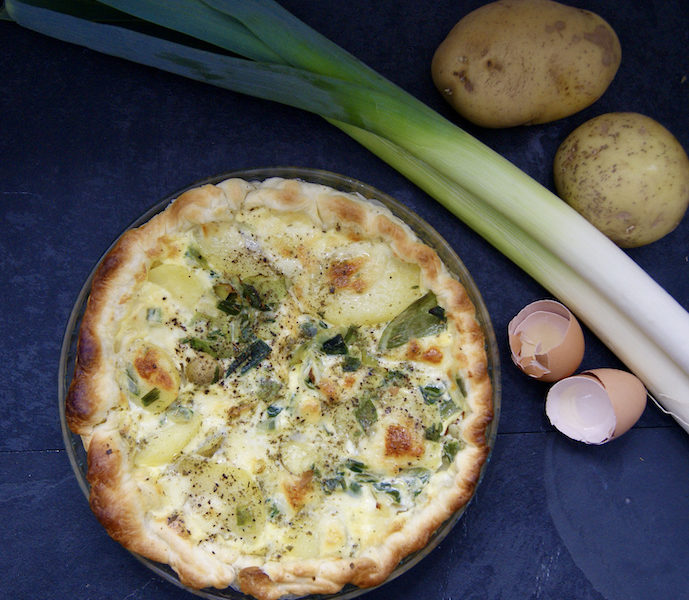 Quiche aux pommes de terre et aux poireaux