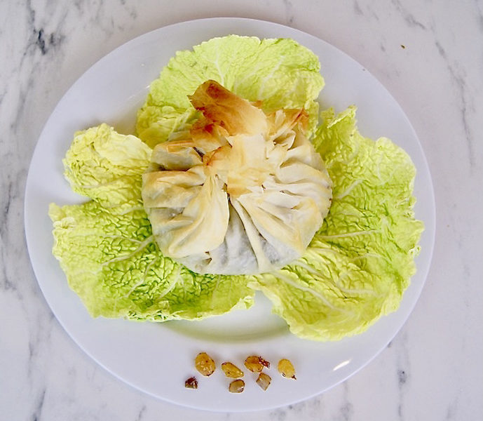 Aumonière à l’agneau et au chou frisé