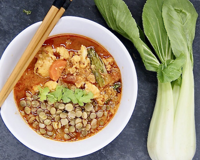 Curry de poulet aux lentilles