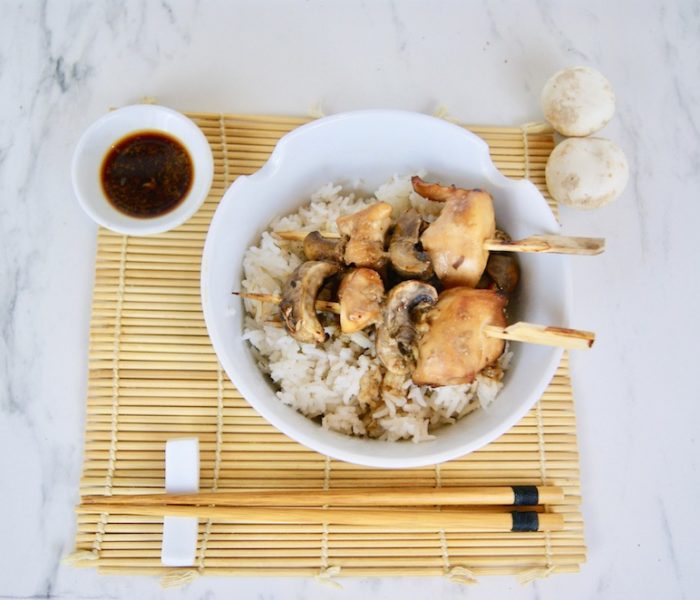 Yakitori caramélisé aux champignons