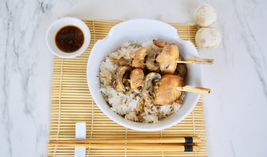 Yakitori caramélisé aux champignons