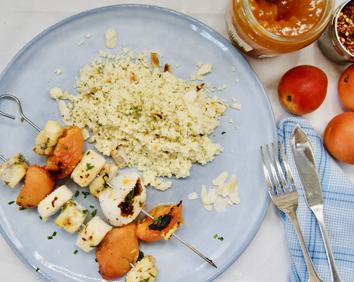 Brochettes de poissons aux abricots