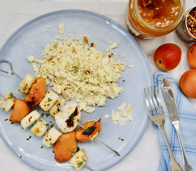 Brochettes de poissons aux abricots