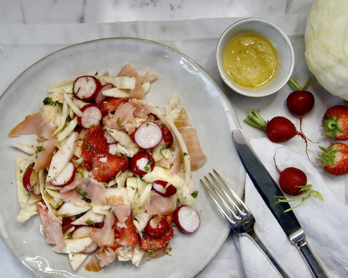 Salade de chou blanc à la truite fumée