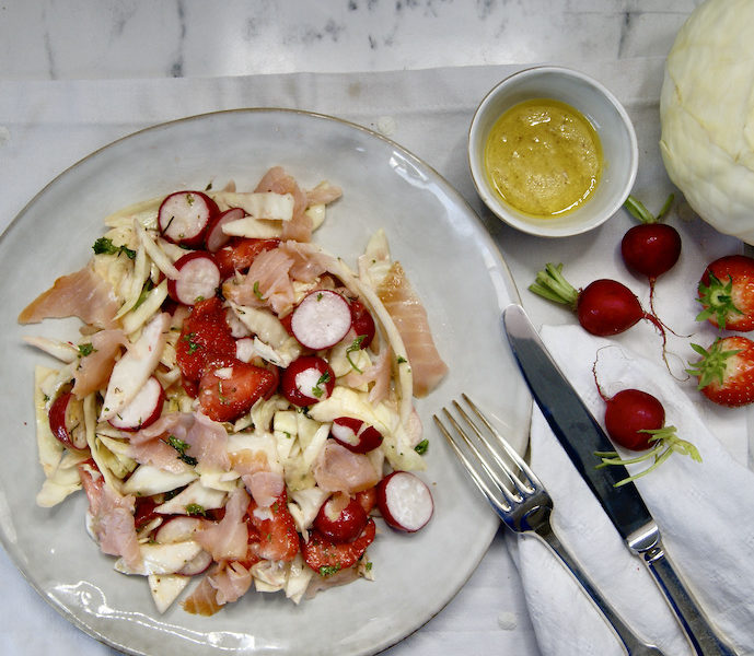 Salade de chou blanc à la truite fumée