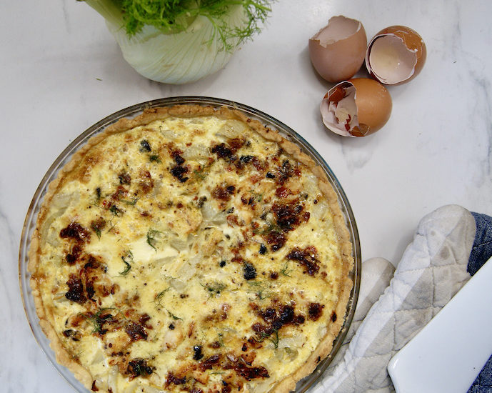 Quiche au cabillaud, fenouil et tomates séchées