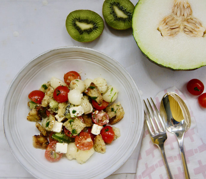 Salade de melon vert et kiwi à la feta