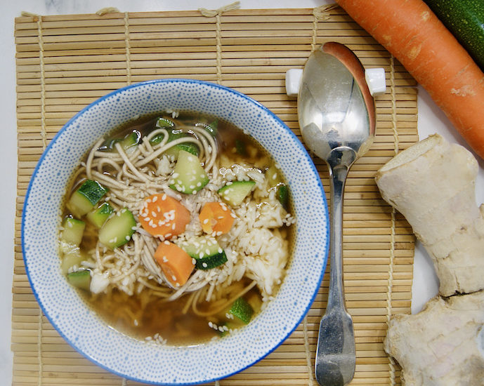 Riz, nouilles et bouillon