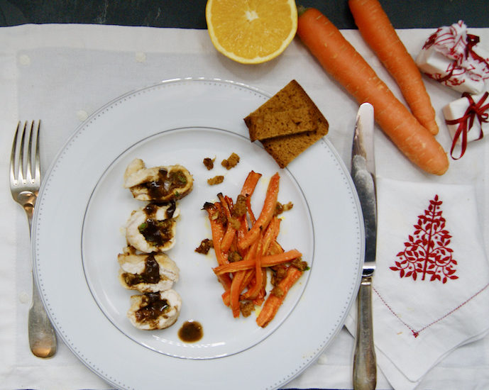 Filets de pintade farcis au pain d’épice, sauce à la bière de Noël