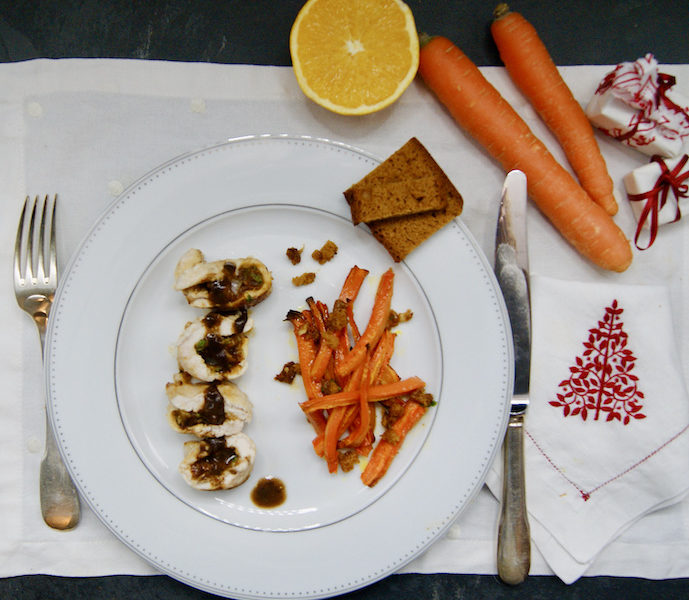 Filets de pintade farcis au pain d’épice, sauce à la bière de Noël