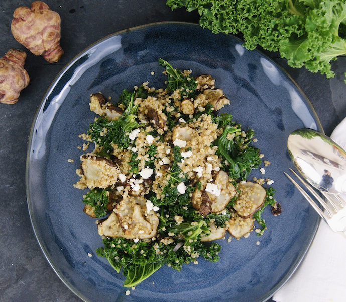 Quinoa aux topinambours et chou kale