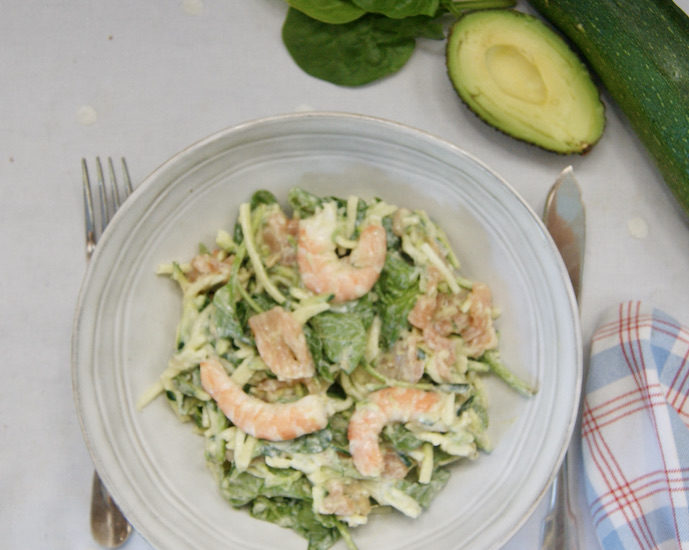 Salade océane de spaghetti de courgettes