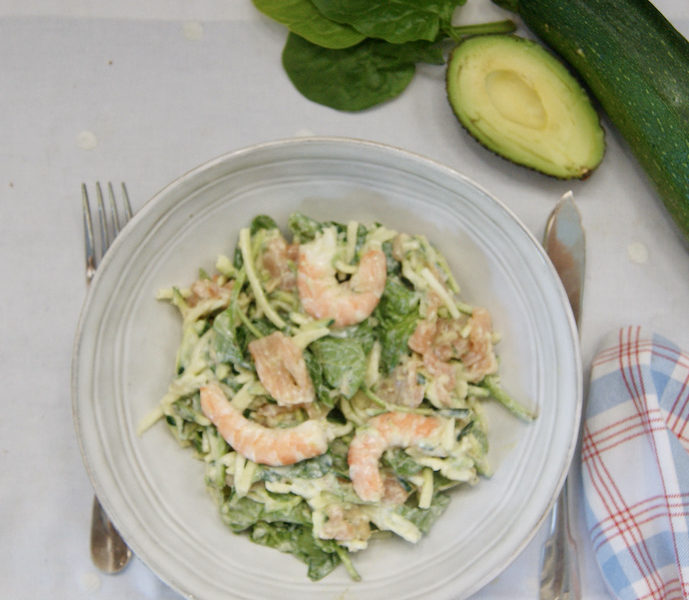 Salade océane de spaghetti de courgettes