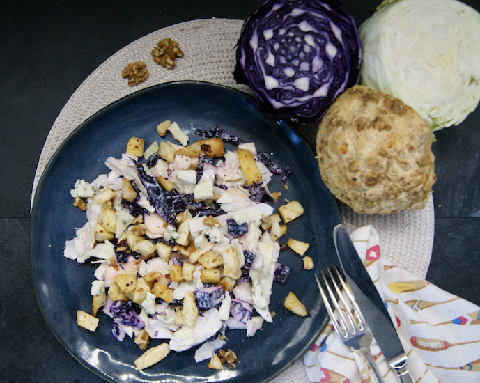 Coleslaw au céléri-rave, roquefort et noix